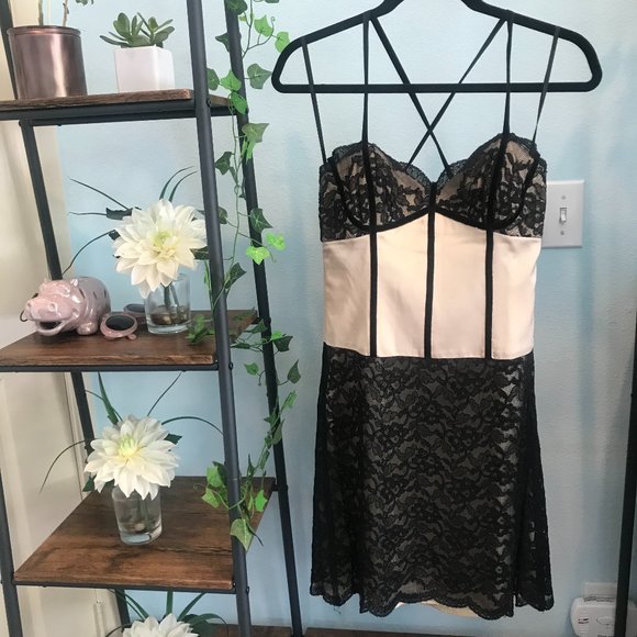 Bustier Cocktail Lace Dress - Picture 1 of 6